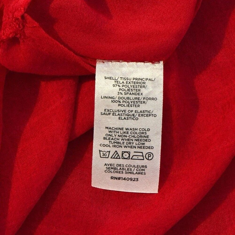 LOFT Red Blouse Womens Medium NWT Peasant Top Smocked Sleeve Stretch Lightweight - Picture 5 of 5